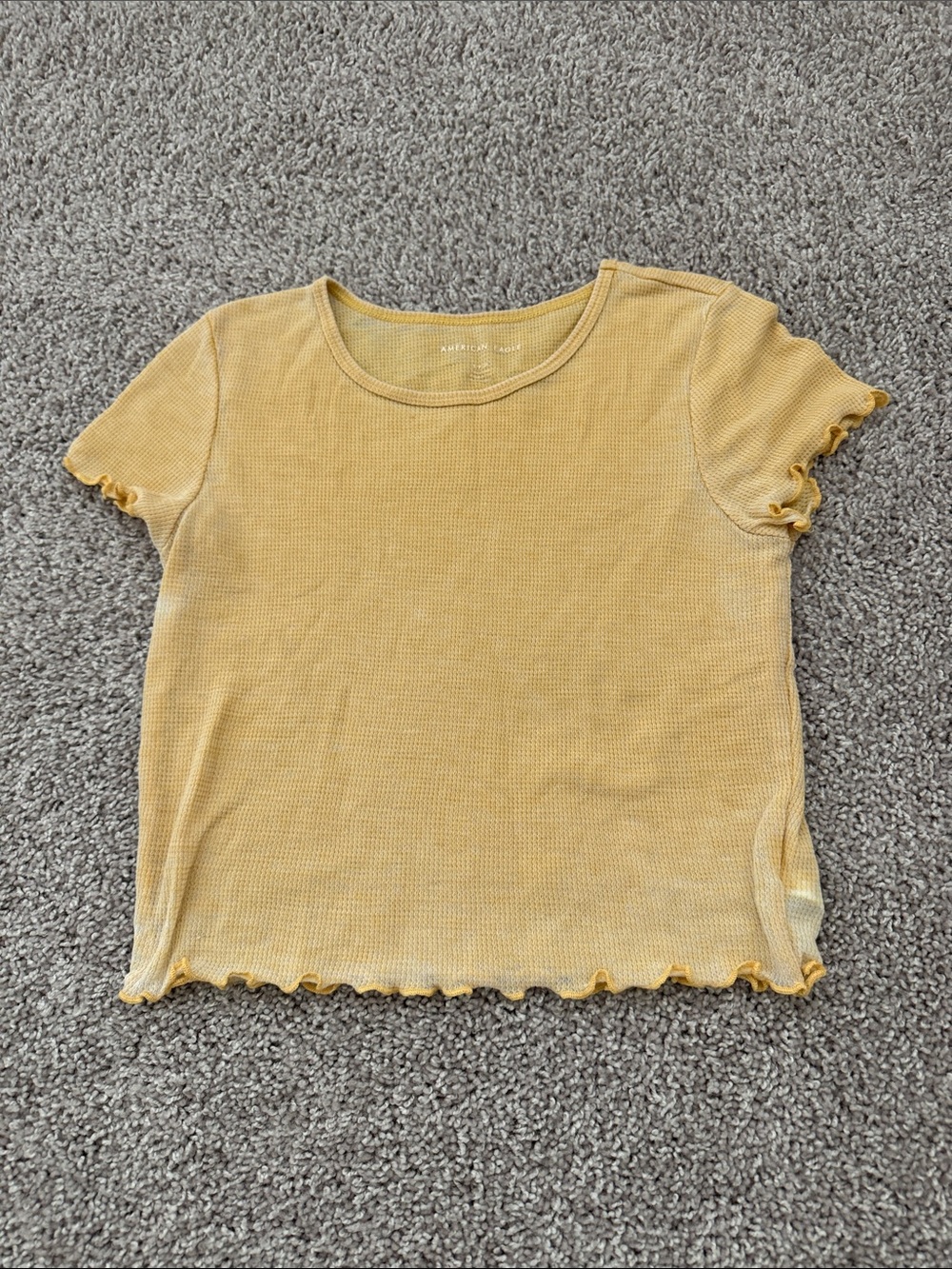 American Yellow Ribbed Lettuce-Edge Short Sleeve Tee